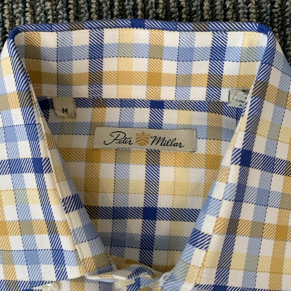 Peter Millar 100%Cotton Yellow & Blue Button-down, M - Picture 7 of 12